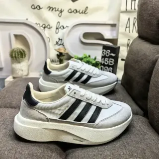 Adidas رمادي أسود كعب منصة ثلاث خطوط لوح جانبي حياة رياضية