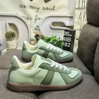 Adidas Green Two-Tone Suede And Leather Gum Rubber Sole Lifestyle Sneakers