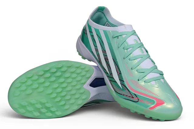 Adidas Verde Branco Iridescent Upper Sintético Cadarços Assimétricos Turf Sapatos de Futebol 3