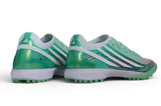 Adidas Verde Branco Iridescent Upper Sintético Cadarços Assimétricos Turf Sapatos de Futebol 4