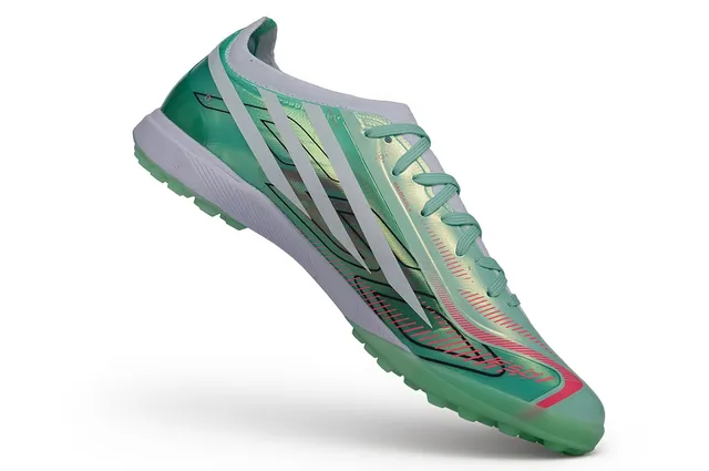 Adidas Verde Branco Iridescent Upper Sintético Cadarços Assimétricos Turf Sapatos de Futebol 6