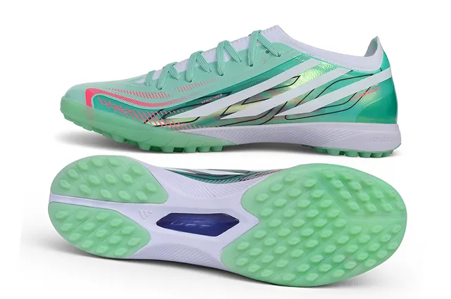 Adidas Verde Branco Iridescent Upper Sintético Cadarços Assimétricos Turf Sapatos de Futebol 7