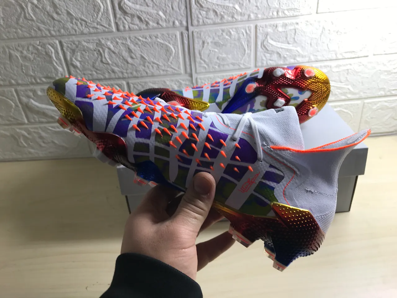 Adidas Multicolore Coupe Haute Conforme aux Chaussettes Col Camouflage Supérieur Sol Ferme Chaussures de Football 6