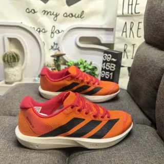 Adidas नारंगी लाल हल्का रेसिंग सिल्हूट मेश अपर रनिंग शूज