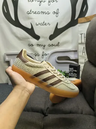 Adidas Pink Beige Suede Upper Three-Stripe Side Panel Lifestyle Sneakers 15
