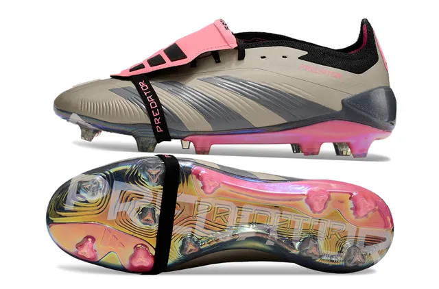 Adidas Predator Beige Rose Lacets Asymétriques Compteur De Talon Iridescent Holographique Firm-Ground Chaussures De Football 4