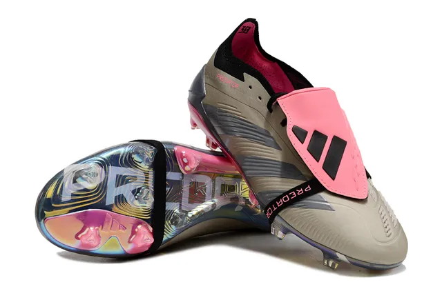 Adidas Predator Beige Rose Lacets Asymétriques Compteur De Talon Iridescent Holographique Firm-Ground Chaussures De Football 6