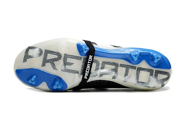 Adidas Predator Black Blue Snake-Skin Textured Upper Three White Stripes Firm-Ground Soccer Shoes 6