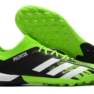 Adidas Predator Preto Verde Baixo Corte Textura de Grade Superior Grama Sapatos de Futebol