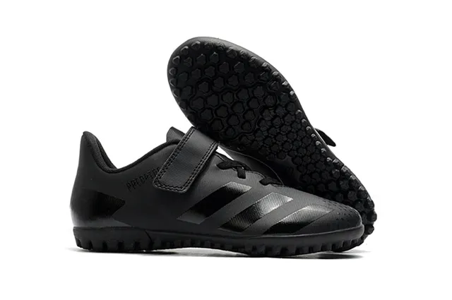Adidas Predator أسود أبيض منخفض القطع Velcro رباط إغلاق ملعب أحذية كرة القدم 3