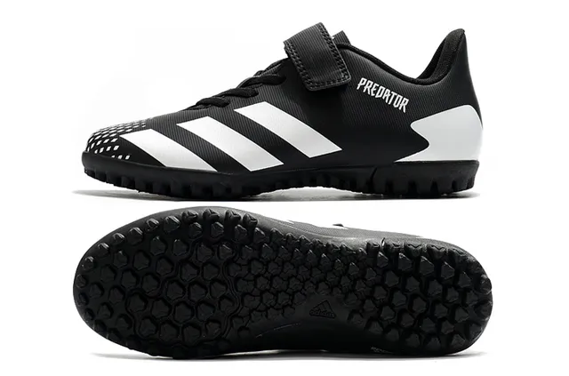 Adidas Predator أسود أبيض منخفض القطع Velcro رباط إغلاق ملعب أحذية كرة القدم 11