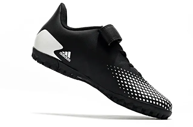 Adidas Predator أسود أبيض منخفض القطع Velcro رباط إغلاق ملعب أحذية كرة القدم 12