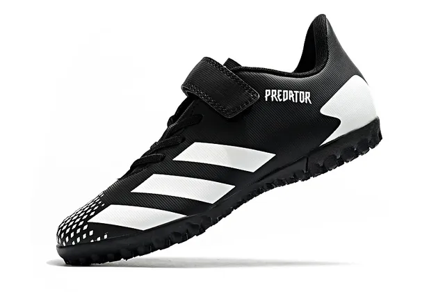Adidas Predator أسود أبيض منخفض القطع Velcro رباط إغلاق ملعب أحذية كرة القدم 13