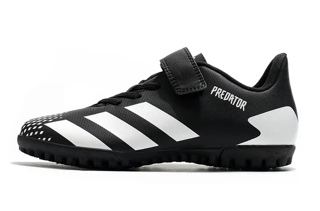 Adidas Predator أسود أبيض منخفض القطع Velcro رباط إغلاق ملعب أحذية كرة القدم 14