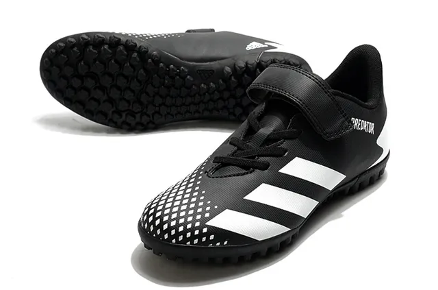 Adidas Predator أسود أبيض منخفض القطع Velcro رباط إغلاق ملعب أحذية كرة القدم 15
