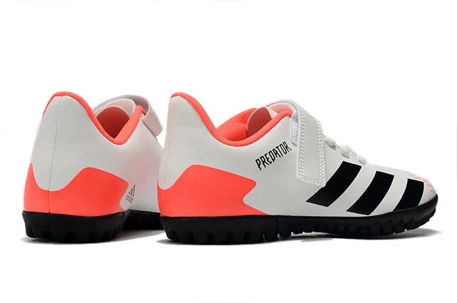 Adidas Predator أسود أبيض منخفض القطع Velcro رباط إغلاق ملعب أحذية كرة القدم 22