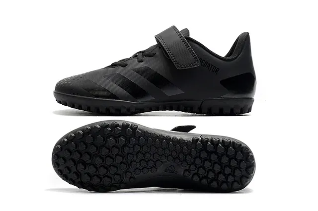 Adidas Predator أسود أبيض منخفض القطع Velcro رباط إغلاق ملعب أحذية كرة القدم 23