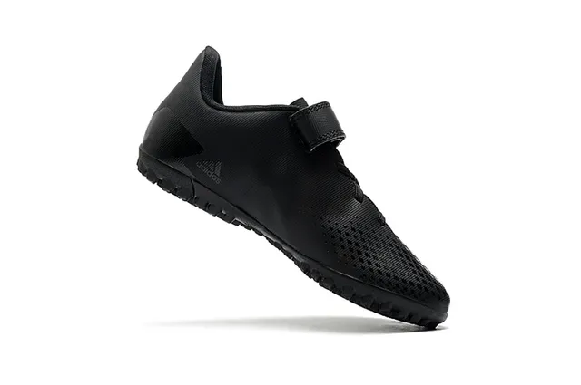 Adidas Predator أسود أبيض منخفض القطع Velcro رباط إغلاق ملعب أحذية كرة القدم 24
