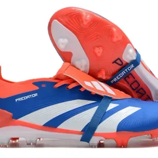 Adidas Predator أزرق برتقالي غير متماثل بدون أربطة إغلاق بحزام أرضية صلبة أحذية كرة القدم