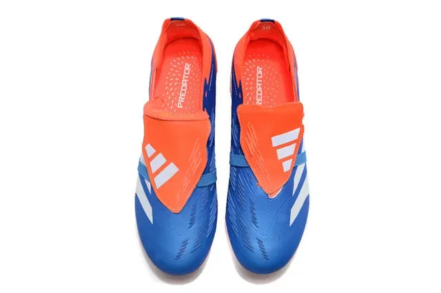 Adidas Predator 蓝橙不对称魔术贴草地足球鞋 2