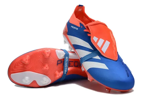 Adidas Predator 蓝橙不对称魔术贴草地足球鞋 3