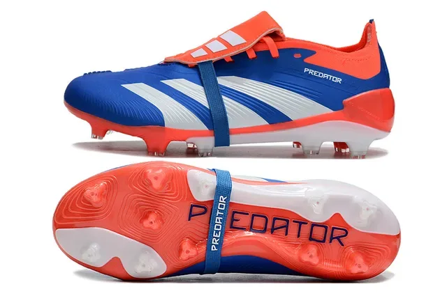 Adidas Predator 蓝橙不对称魔术贴草地足球鞋 5