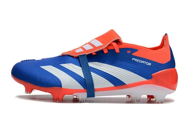 Adidas Predator 蓝橙不对称魔术贴草地足球鞋 8
