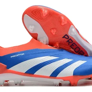 Adidas Predator Azul Naranja Zapatillas de fútbol para terreno firme con cuello de calcetín y cordones asimétricos