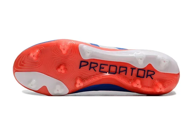 Adidas Predator 蓝橙色 袜套领 不对称系带 草地足球鞋 6