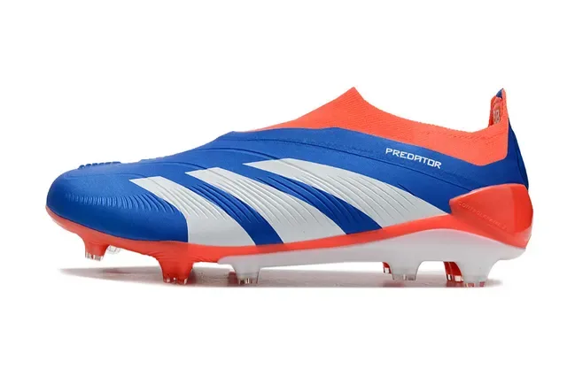 Adidas Predator 蓝橙色 袜套领 不对称系带 草地足球鞋 8