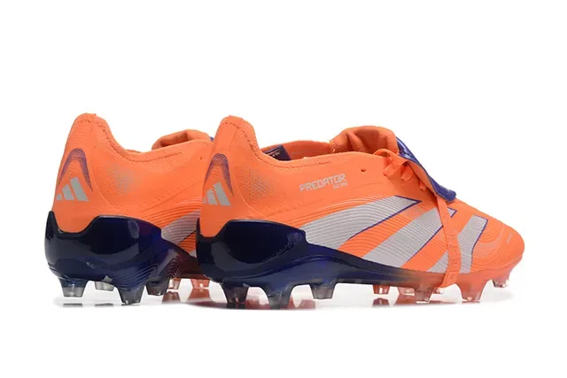 Adidas Predator Orange Navy Asymmetrical Strap Closure Molded Studs Firm-Ground Soccer Shoes 2