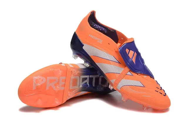 Adidas Predator Orange Navy Asymmetrical Strap Closure Molded Studs Firm-Ground Soccer Shoes 6
