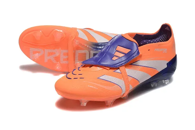 Adidas Predator Orange Navy Asymmetrical Strap Closure Molded Studs Firm-Ground Soccer Shoes 7