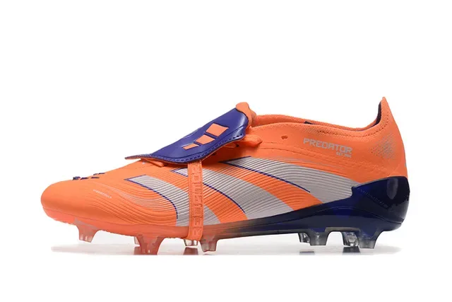 Adidas Predator Orange Navy Asymmetrical Strap Closure Molded Studs Firm-Ground Soccer Shoes 10