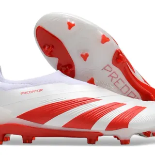 Adidas Predator chaussures de football blanc et rouge pour terrain ferme