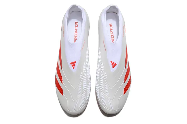 Adidas Predator sapatos de futebol branco e vermelho para terreno firme 2