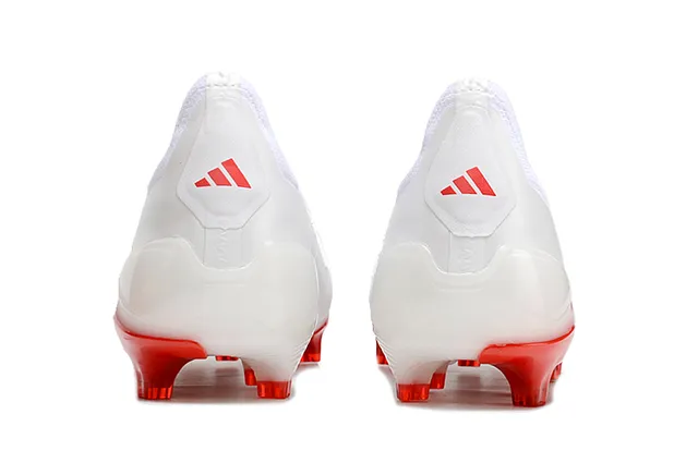 Adidas Predator sapatos de futebol branco e vermelho para terreno firme 4