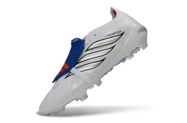 Adidas Predator White Blue Synthetic Upper Holographic Iridescent Soleplate Firm-Ground Soccer Shoes 3