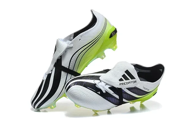 Adidas Predator White Green Asymmetrical Lacing Neon Lime Translucent Sole Firm-Ground Soccer Shoes 2