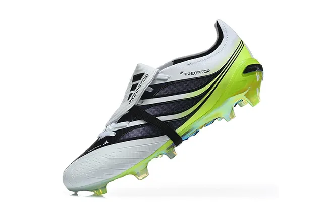 Adidas Predator White Green Asymmetrical Lacing Neon Lime Translucent Sole Firm-Ground Soccer Shoes 4