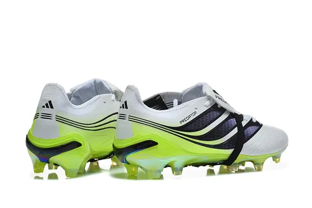 Adidas Predator White Green Asymmetrical Lacing Neon Lime Translucent Sole Firm-Ground Soccer Shoes 5