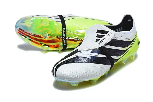 Adidas Predator White Green Asymmetrical Lacing Neon Lime Translucent Sole Firm-Ground Soccer Shoes 6