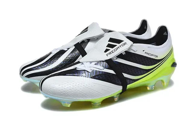 Adidas Predator White Green Asymmetrical Lacing Neon Lime Translucent Sole Firm-Ground Soccer Shoes 8