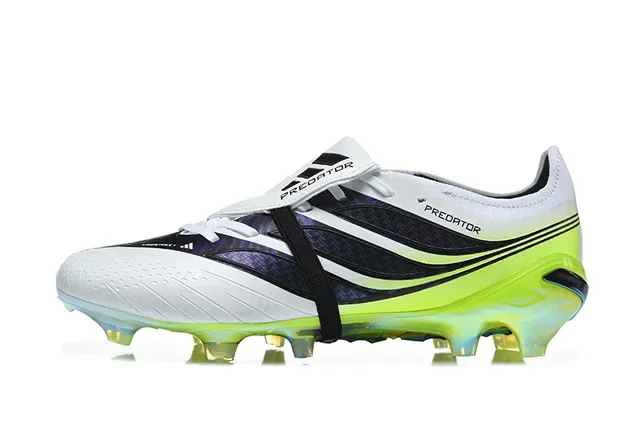 Adidas Predator White Green Asymmetrical Lacing Neon Lime Translucent Sole Firm-Ground Soccer Shoes 10