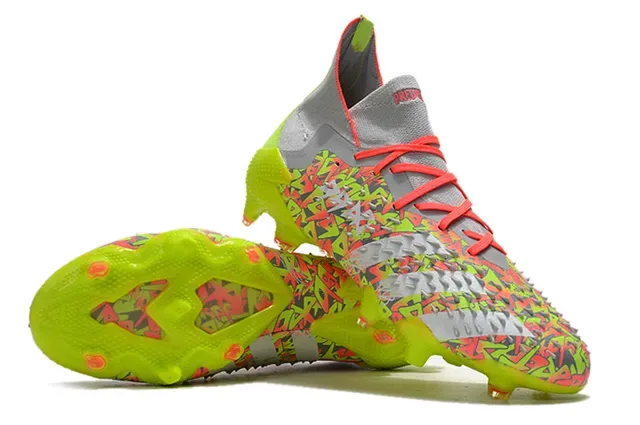 Adidas Predator হলুদ বহুরঙী হাই-কাট সক-ফিট কলার গ্রাফিটি-প্রিন্ট উপর ফার্ম-গ্রাউন্ড ফুটবল জুতো 3