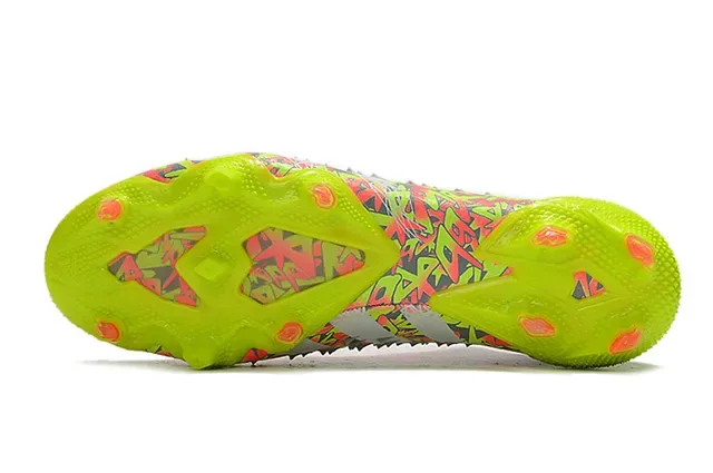 Adidas Predator হলুদ বহুরঙী হাই-কাট সক-ফিট কলার গ্রাফিটি-প্রিন্ট উপর ফার্ম-গ্রাউন্ড ফুটবল জুতো 6