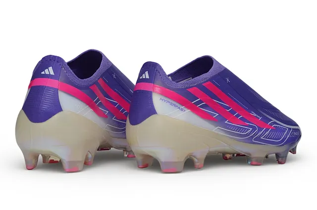 Adidas বেগুনি গোলাপি লো-কাট সক ফিট উপরের ইরিডেসেন্ট হোলোগ্রাফিক সোলপ্লেট ফার্ম-গ্রাউন্ড সকার শোজ 5
