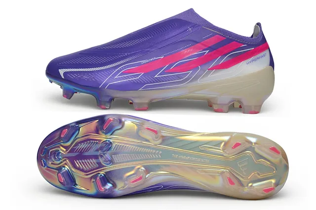 Adidas বেগুনি গোলাপি লো-কাট সক ফিট উপরের ইরিডেসেন্ট হোলোগ্রাফিক সোলপ্লেট ফার্ম-গ্রাউন্ড সকার শোজ 6