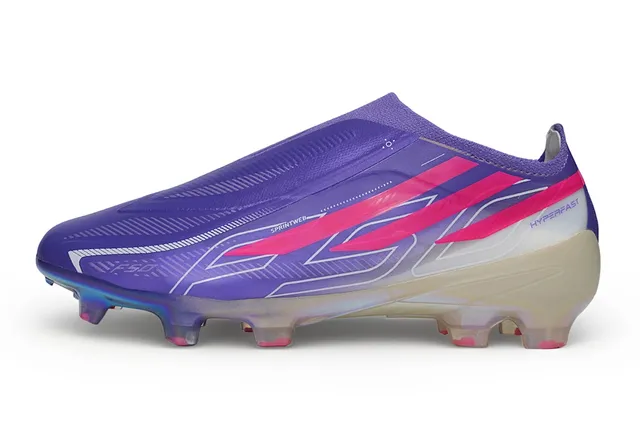 Adidas বেগুনি গোলাপি লো-কাট সক ফিট উপরের ইরিডেসেন্ট হোলোগ্রাফিক সোলপ্লেট ফার্ম-গ্রাউন্ড সকার শোজ 7