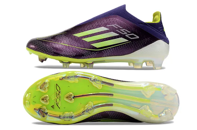 Adidas Violet Jaune Bas Coupé Col Ajustement Chaussette Texturé Synthétique Supérieur Sol Ferme Chaussures de Football 5